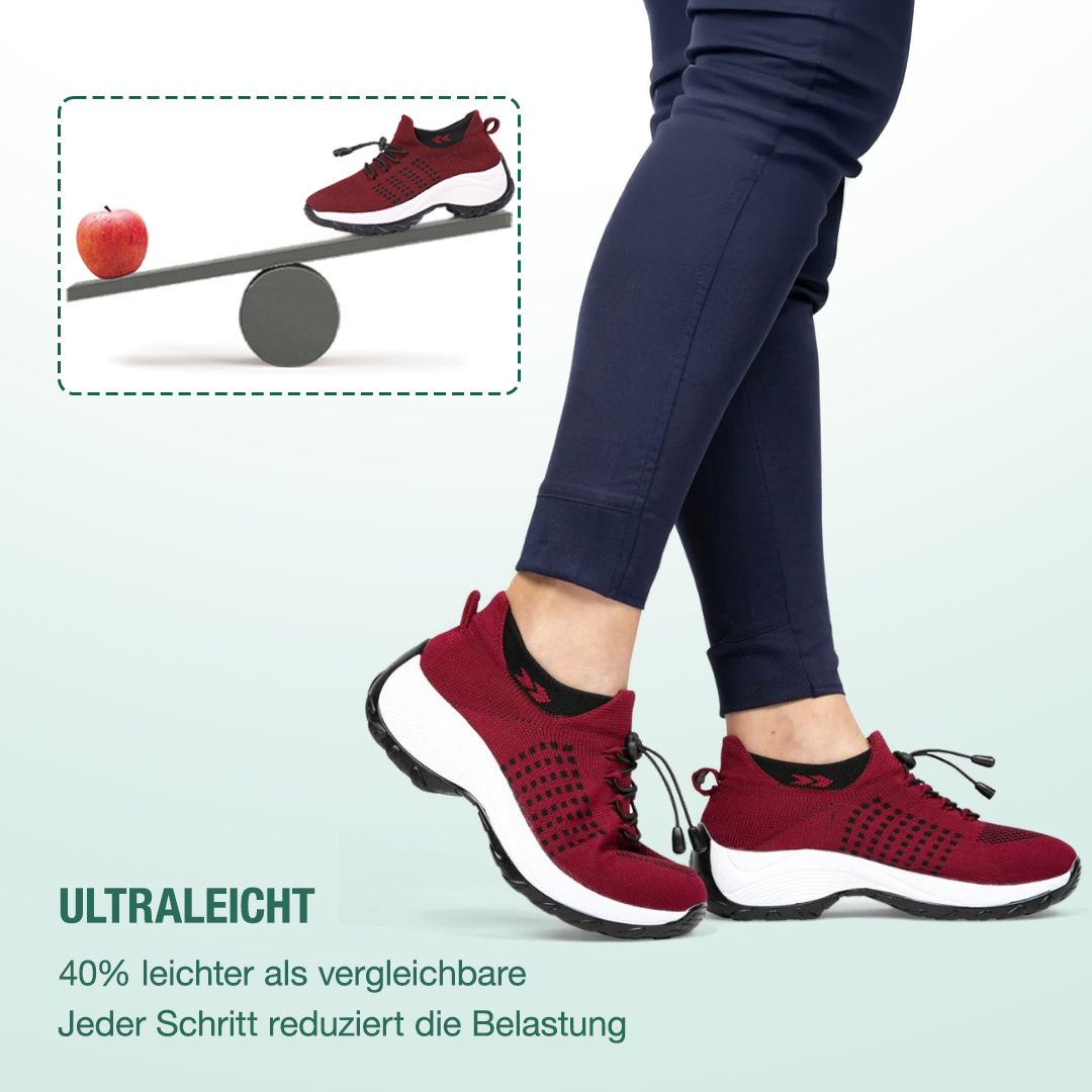 Ambulo Orthopädische Schuhe Strickstoff - Schwarz Rot - By Qivii