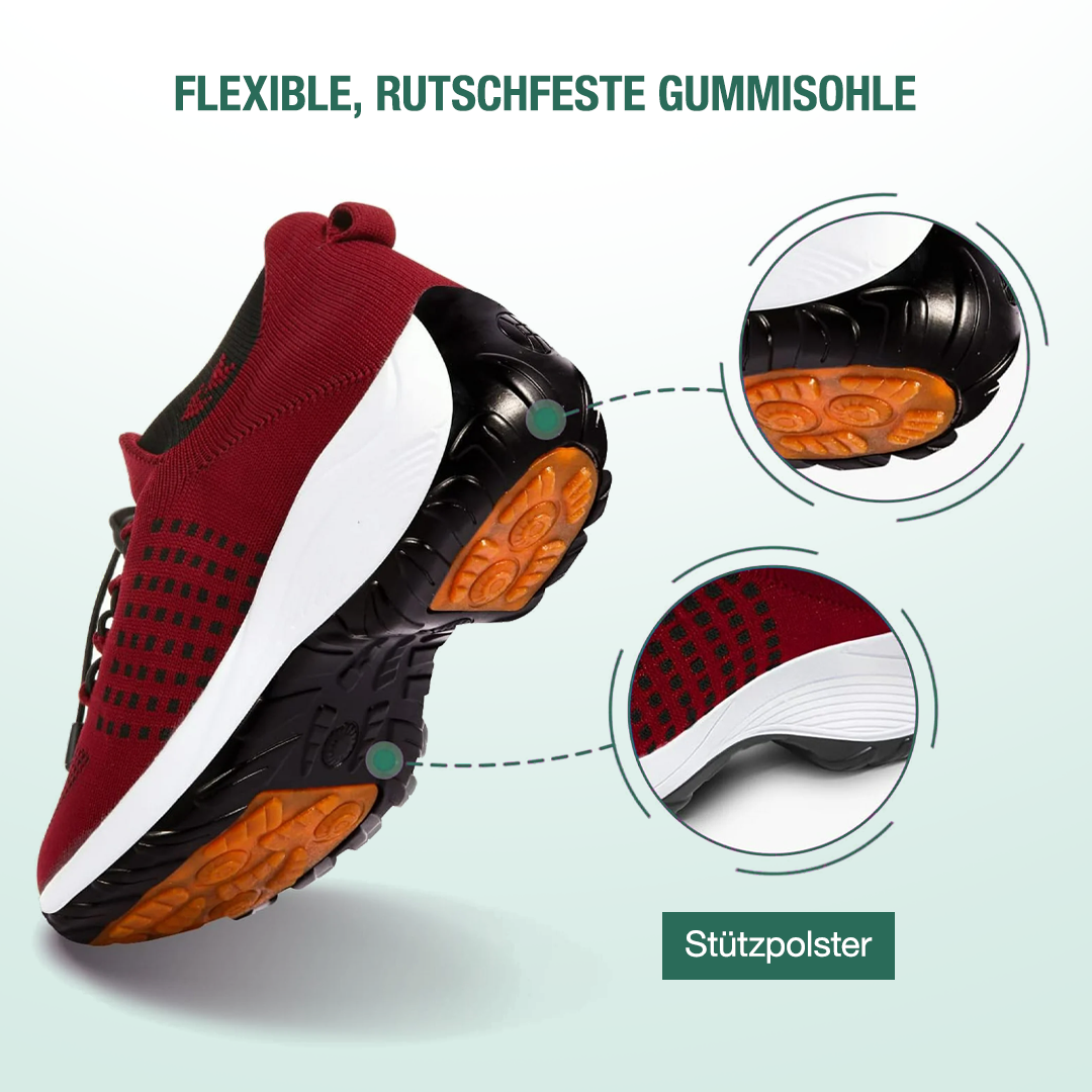 Ambulo Orthopädische Schuhe Strickstoff - Schwarz Rot - By Qivii