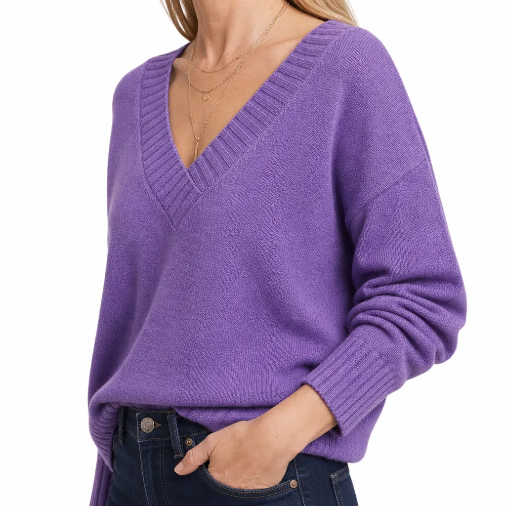 Olyvia | Womens V Neck Fall Knit Sweater