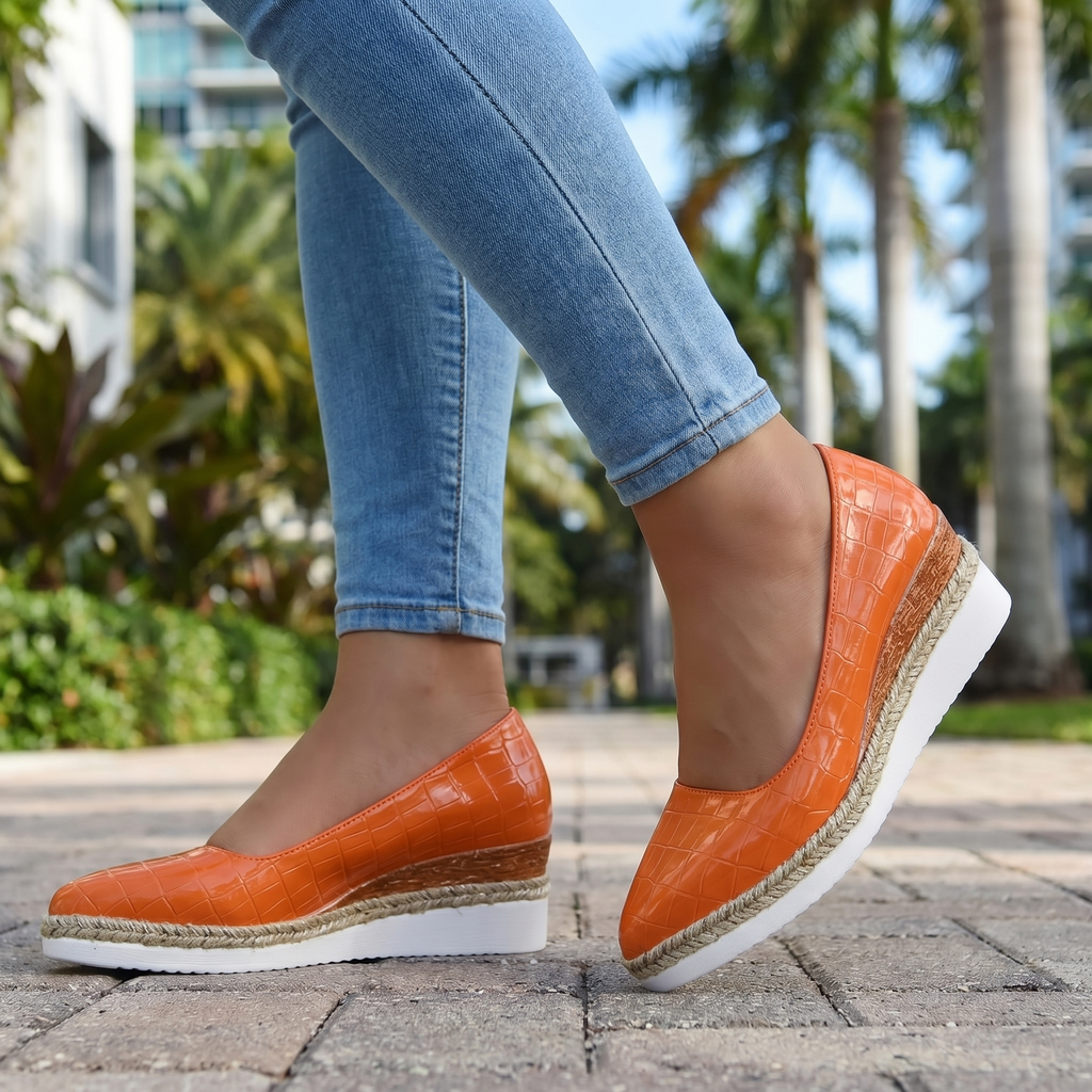 Aria Croc Espadrille Heels
