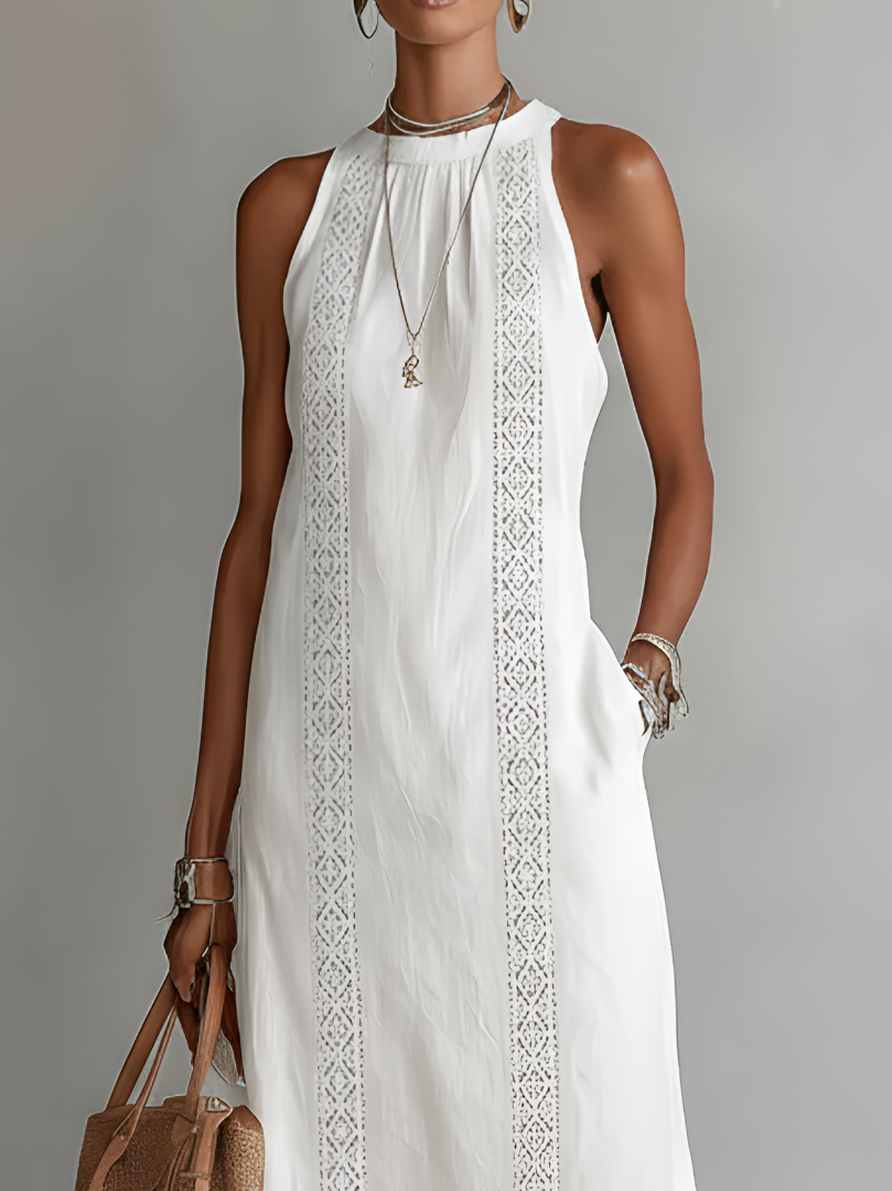 Jimena | Relaxed Lace White Maxi Dress by Qivii