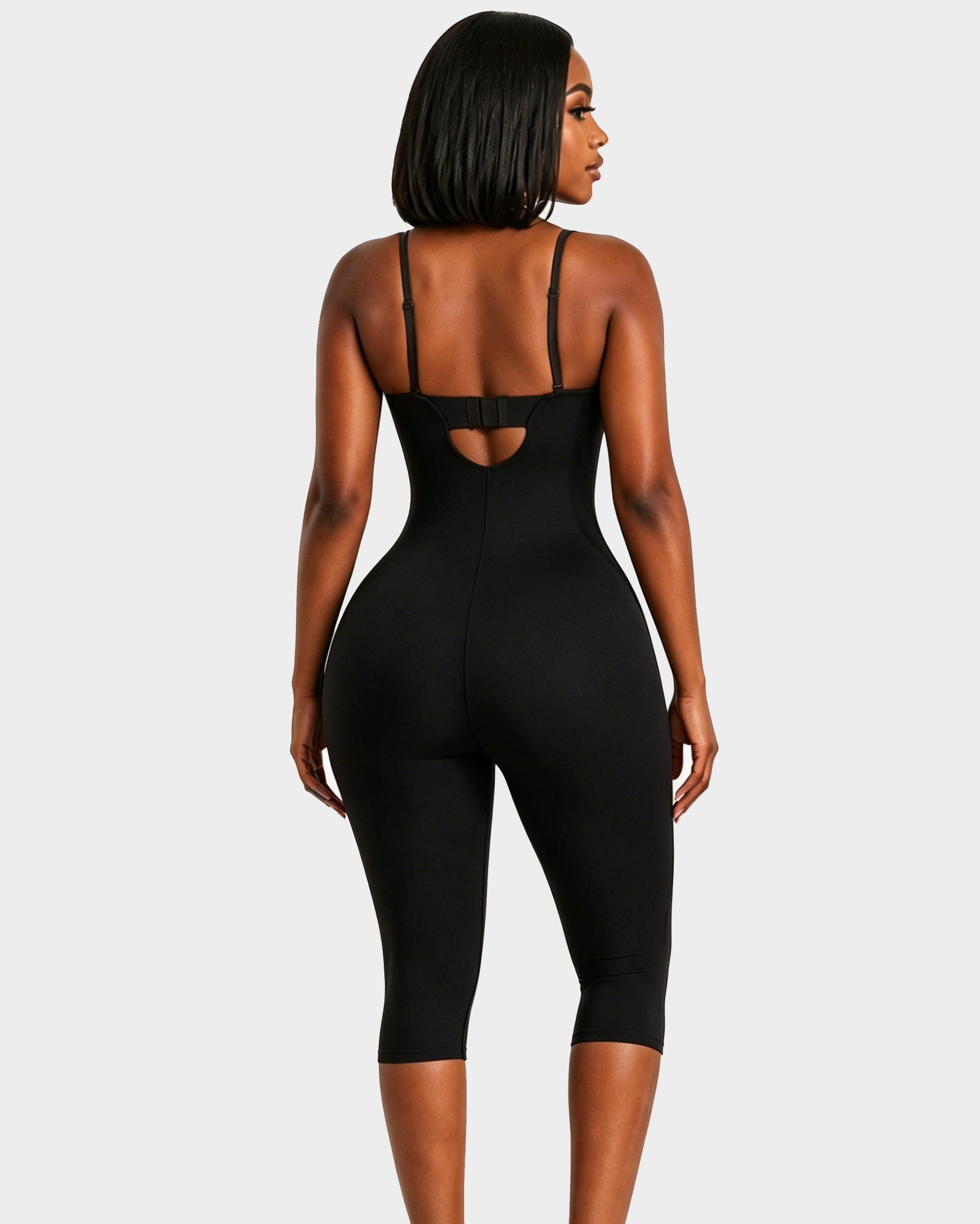 Halter Strap Sweetheart Neck Capri Sculpting Jumpsuit - By Qivii