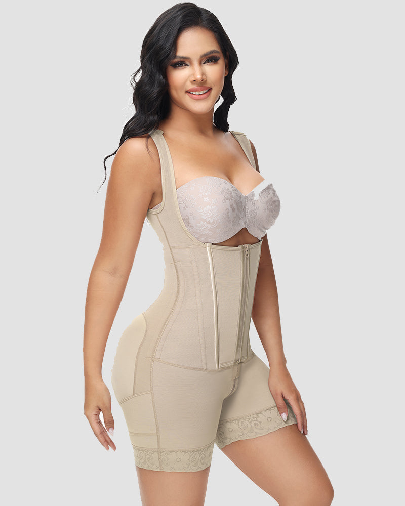 Shapshe® High compression Front Zipper Mid Thigh Shapewear