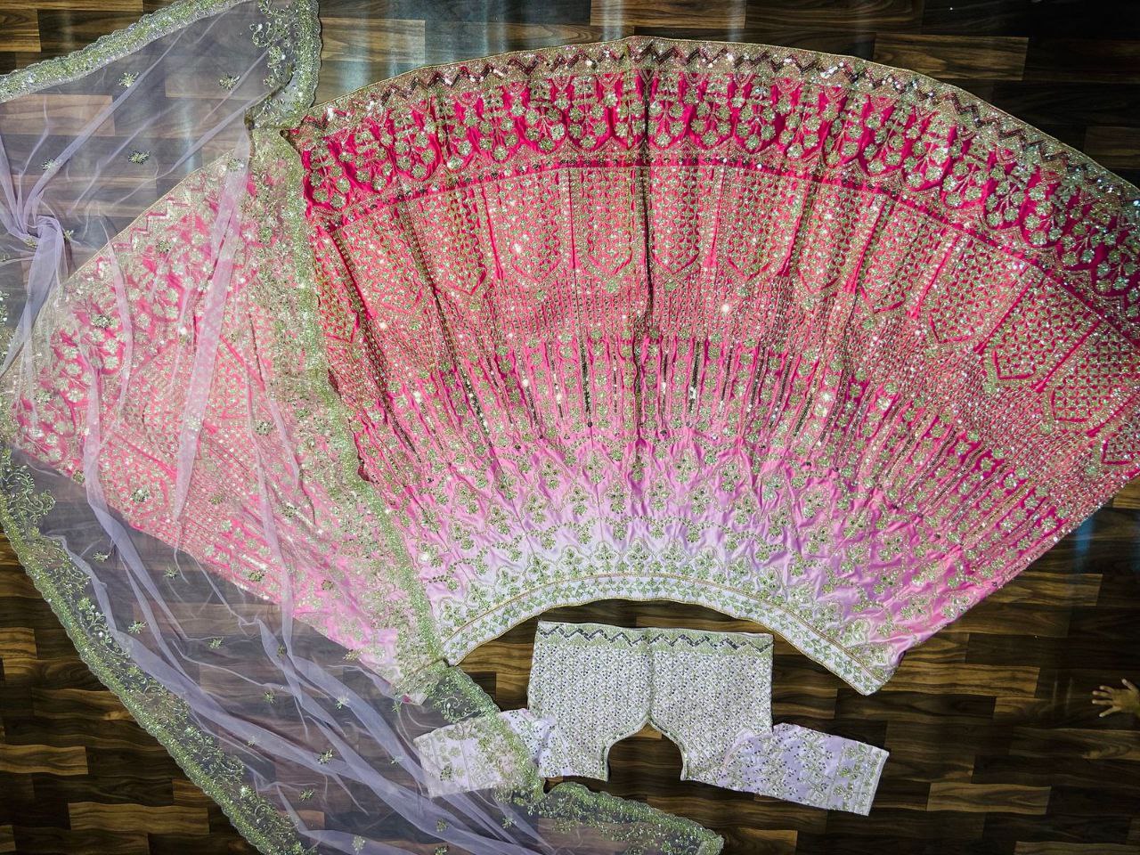 Pink Premium Banarasi Satin Zari Silk Padding Embellished With Premium Coding Lehenga Choli - Inspired | Ready To Wear - qivii