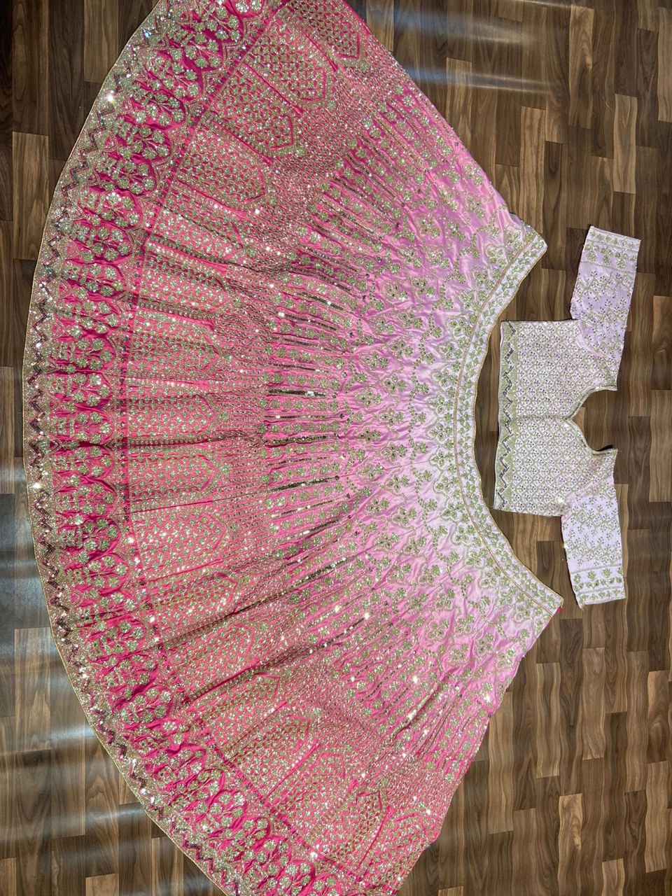 Pink Premium Banarasi Satin Zari Silk Padding Embellished With Premium Coding Lehenga Choli - Inspired | Ready To Wear - qivii