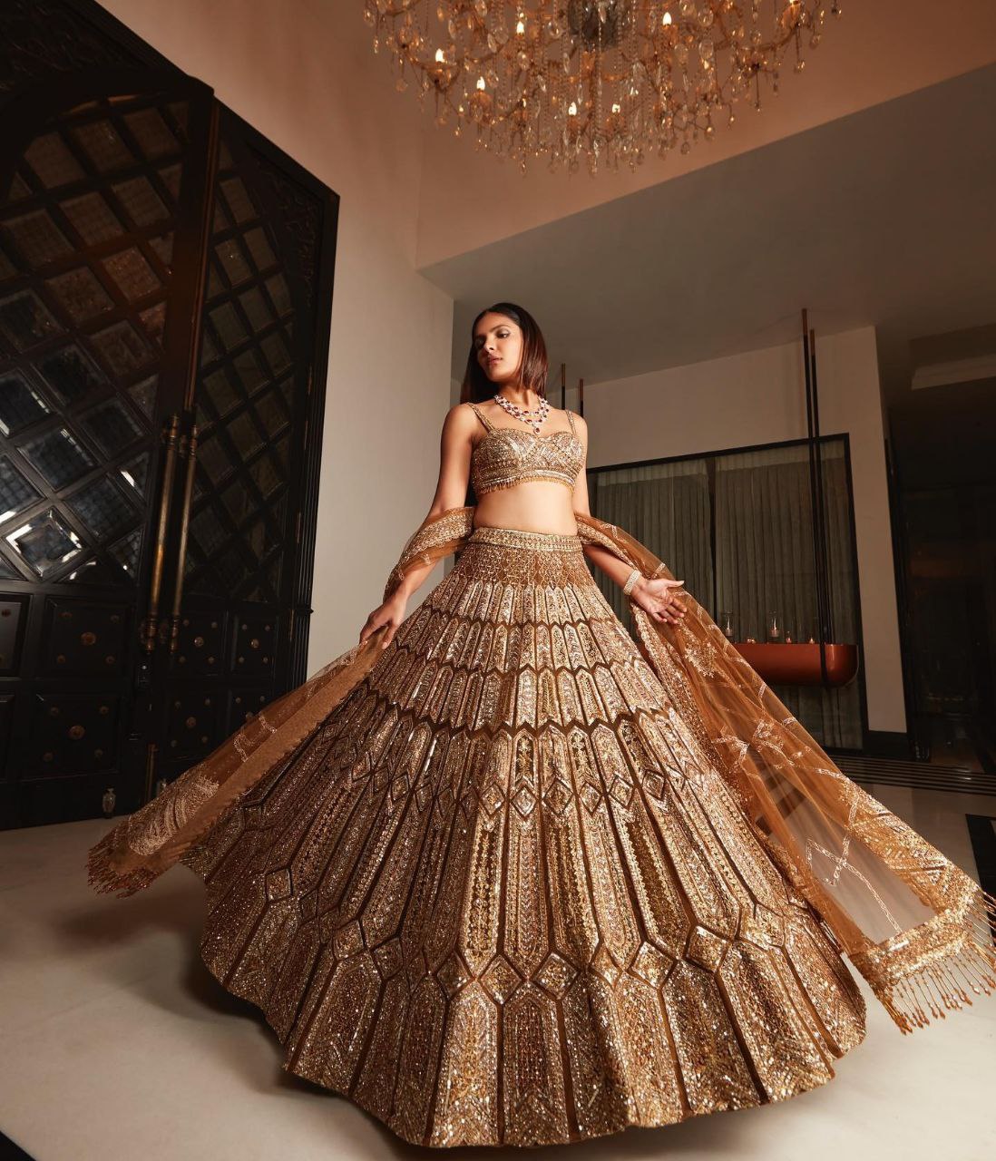Brown Premiums Heavy Malai Silk Embellished With Beautiful Coding ,Zari And Sequins Work - Inspired | Ready To Wear - qivii