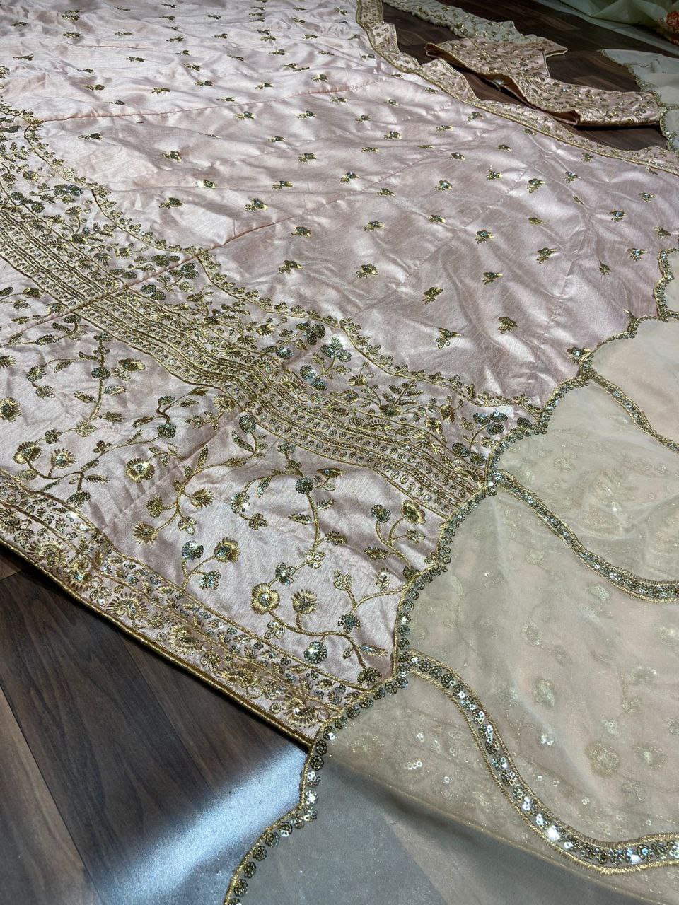 Pink Color Premium Poly Slub Silk Embellished With Beautiful Embroidery,Sequins And Zari Work Lehenga Choli - Inspired | Ready To Wear - qivii