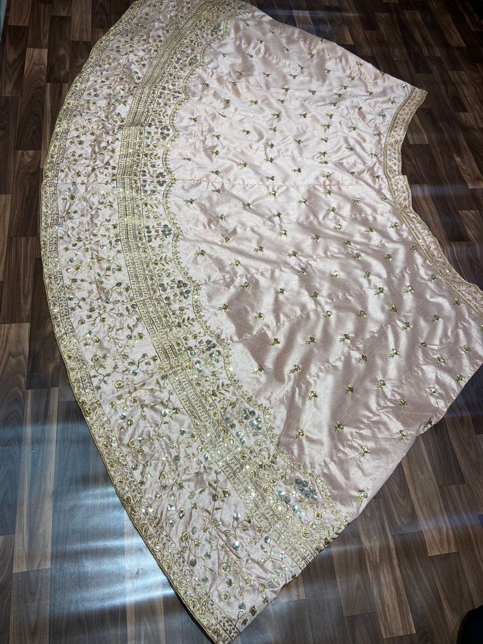 Pink Color Premium Poly Slub Silk Embellished With Beautiful Embroidery,Sequins And Zari Work Lehenga Choli - Inspired | Ready To Wear - qivii