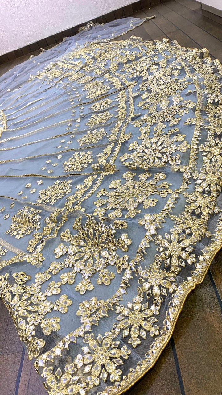 Elegant organza ruffle Duppata for a regal look