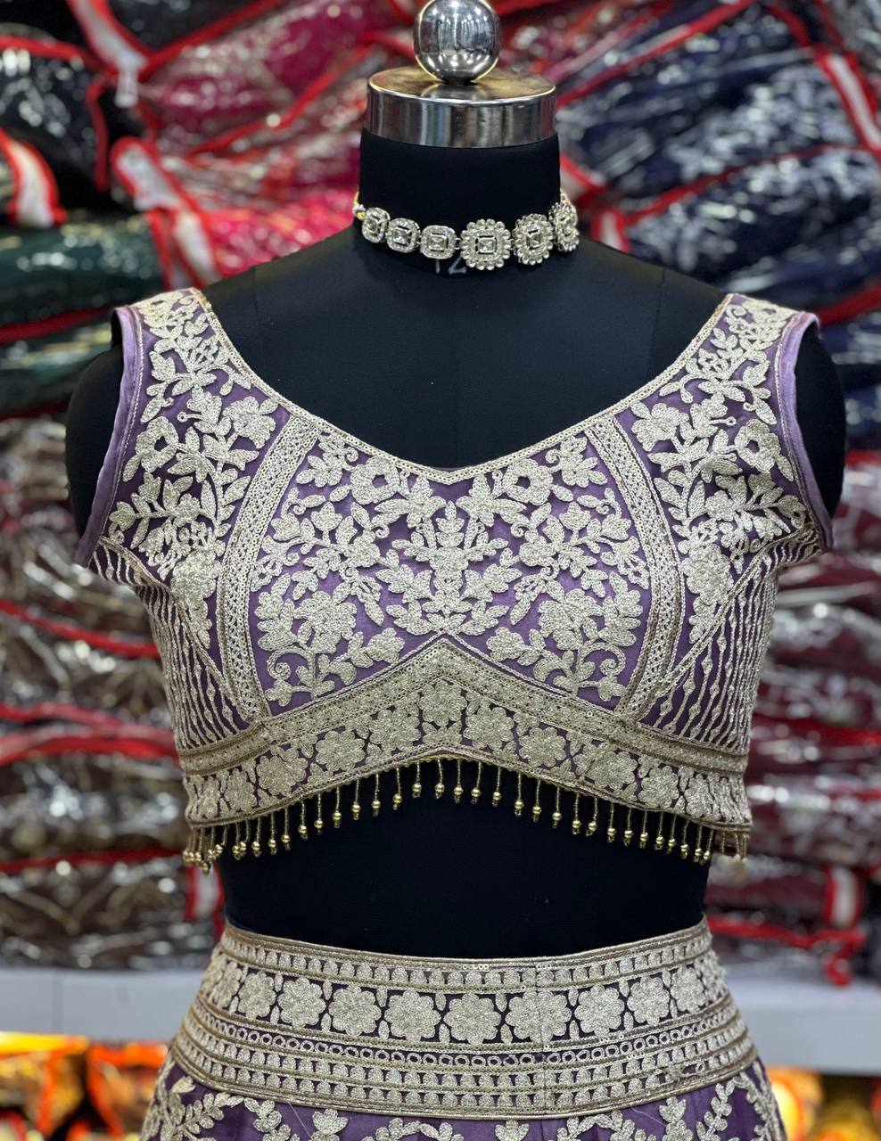 PURPLE HEAVY NET WITH EMBROIDERY SEQUENCE THREAD DESIGN WORK LEHENGA - INSPIRED | Ready To Wear - qivii