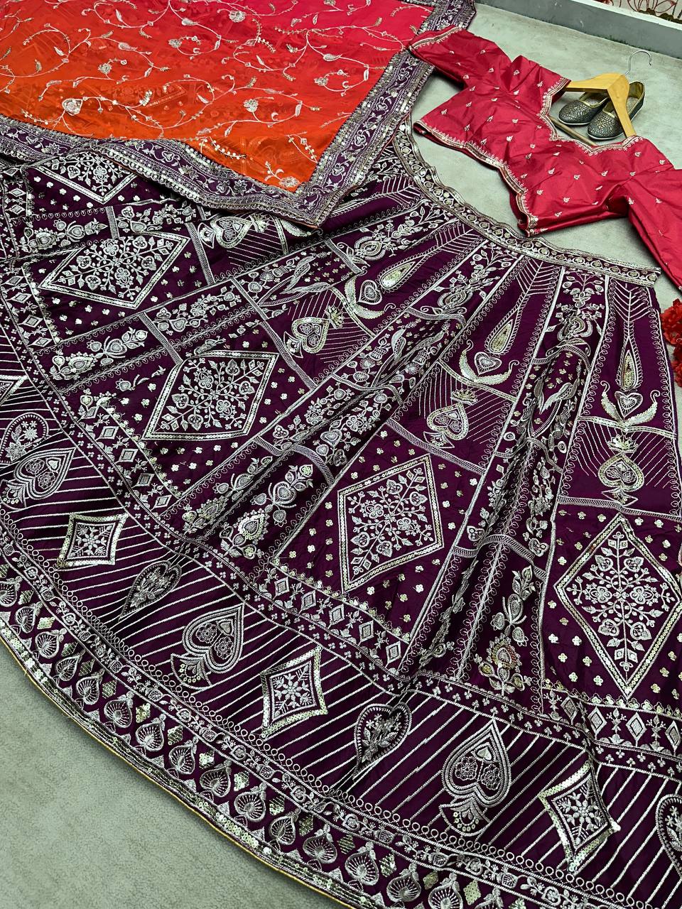 JALPARI SILK WITH EMBROIDERY SEQUENCE DESIGN WORK LEHENGA - INSPIRED | Ready To Wear - qivii