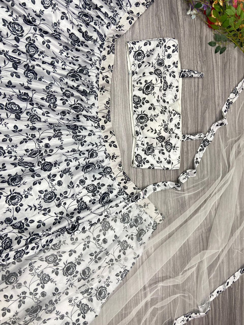 Premium Chinon Silk Embellished With Beautiful Digital Print With Heavy Cancan Lehenga - INSPIRED | Ready To Wear - qivii