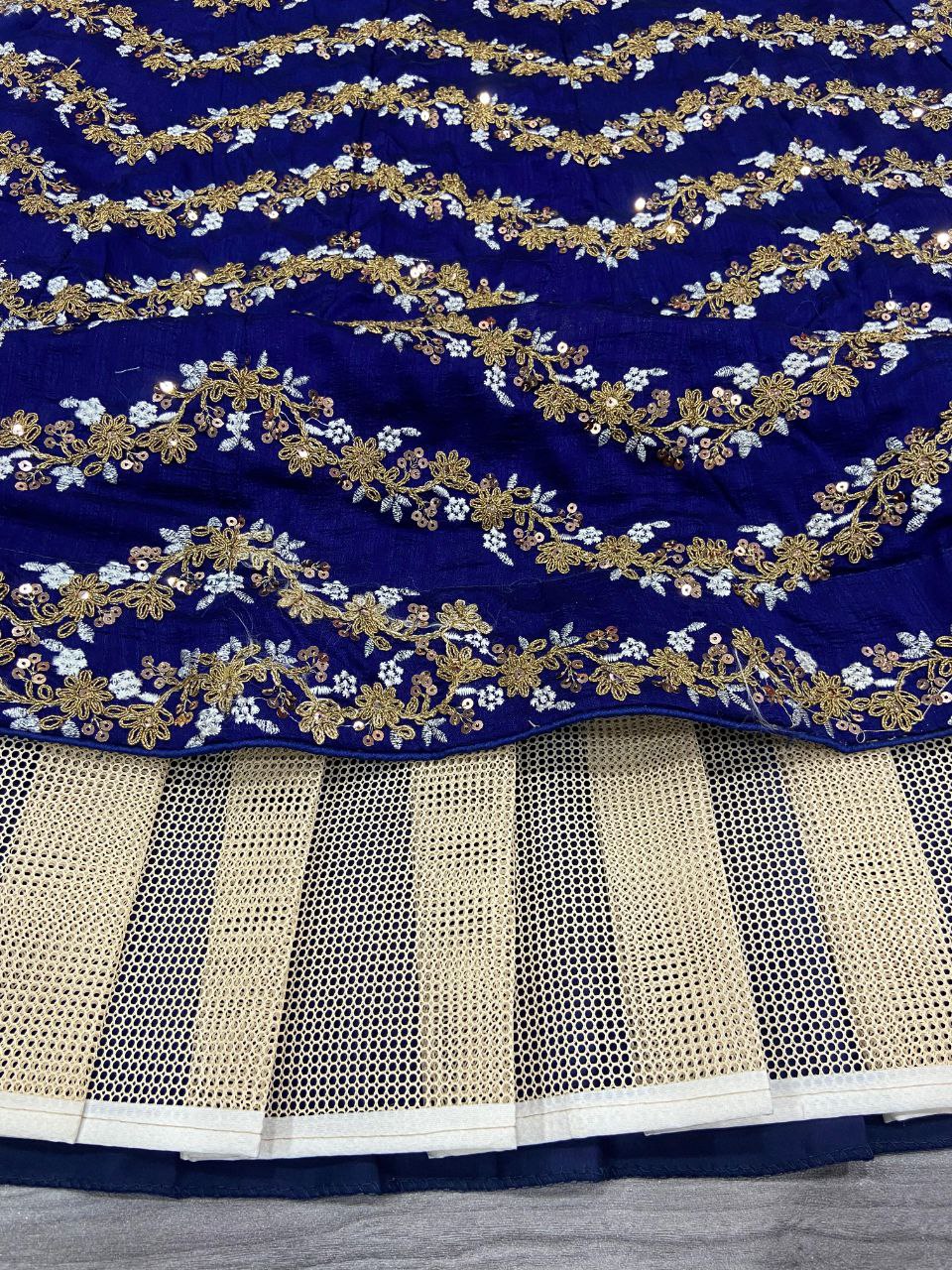 Navy blue Premium Chinon Silk Embellished With Beautiful Embroidery Work Lehenga - INSPIRED | Ready To Wear - qivii