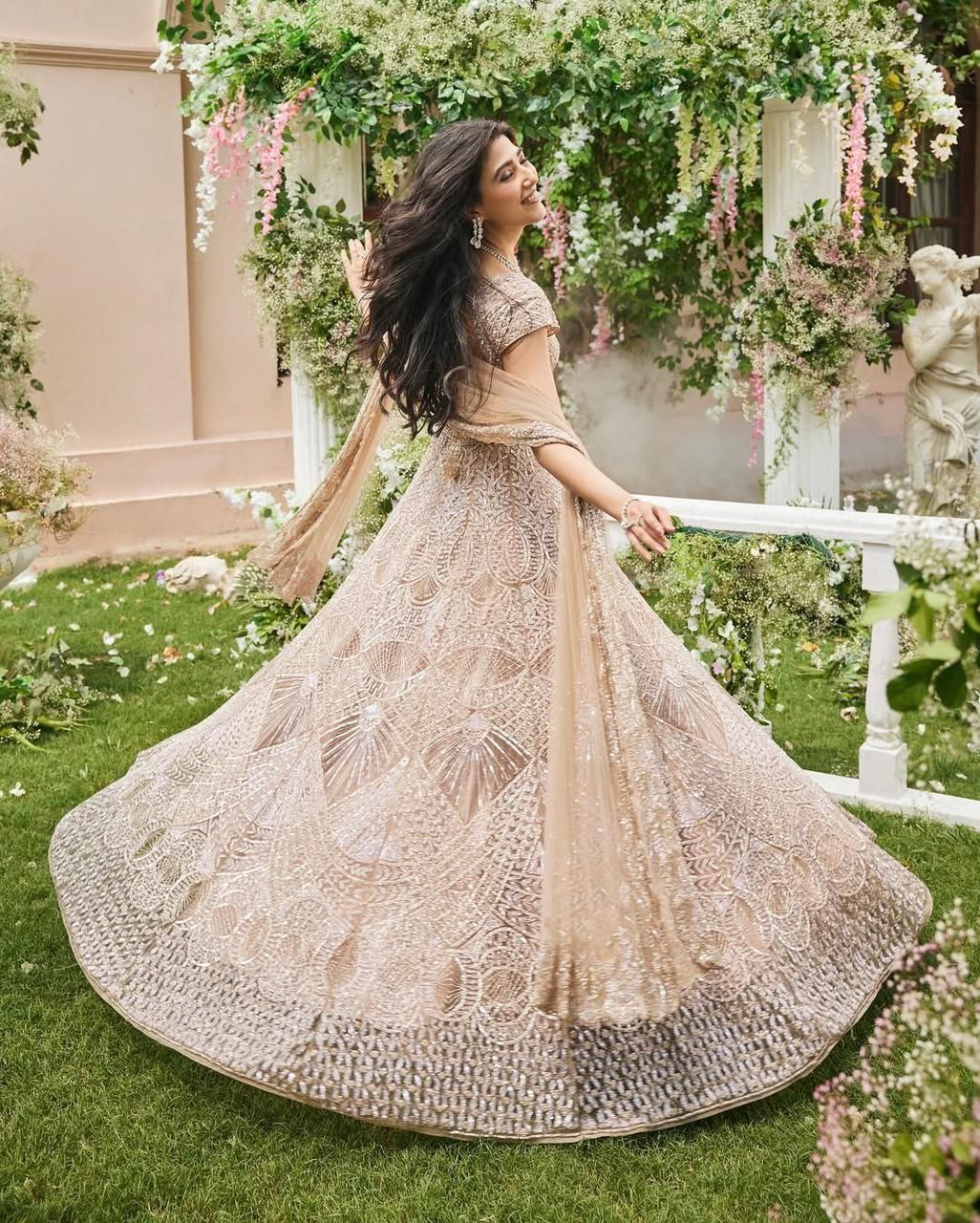 Brown Premium Net Embellished With Beautiful Heavy Sequins Work Lehenga - INSPIRED | Ready To Wear - qivii