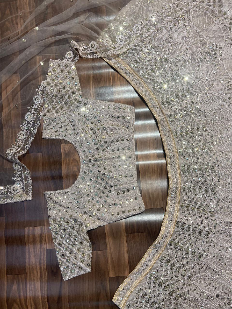 Brown Premium Net Embellished With Beautiful Heavy Sequins Work Lehenga - INSPIRED | Ready To Wear - qivii