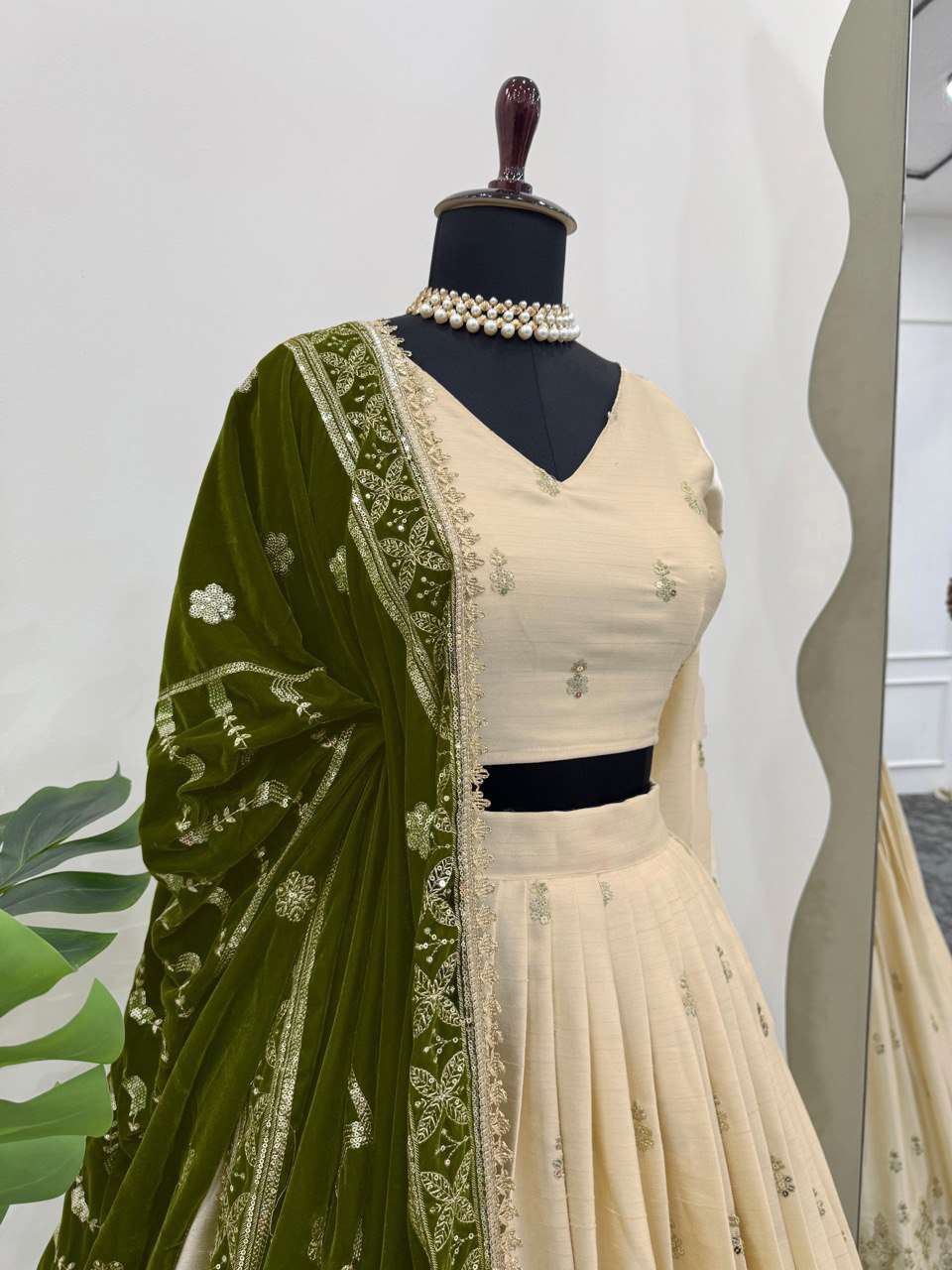 Off White Silkyani Slab thread with Sequnce Lehenga Choli - INSPIRED | Ready To Wear - qivii
