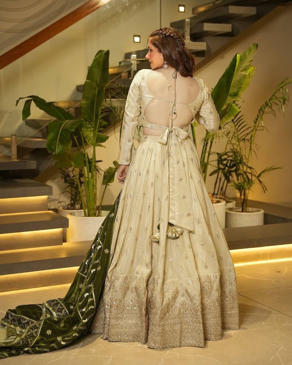 Off White Silkyani Slab thread with Sequnce Lehenga Choli - INSPIRED | Ready To Wear - qivii
