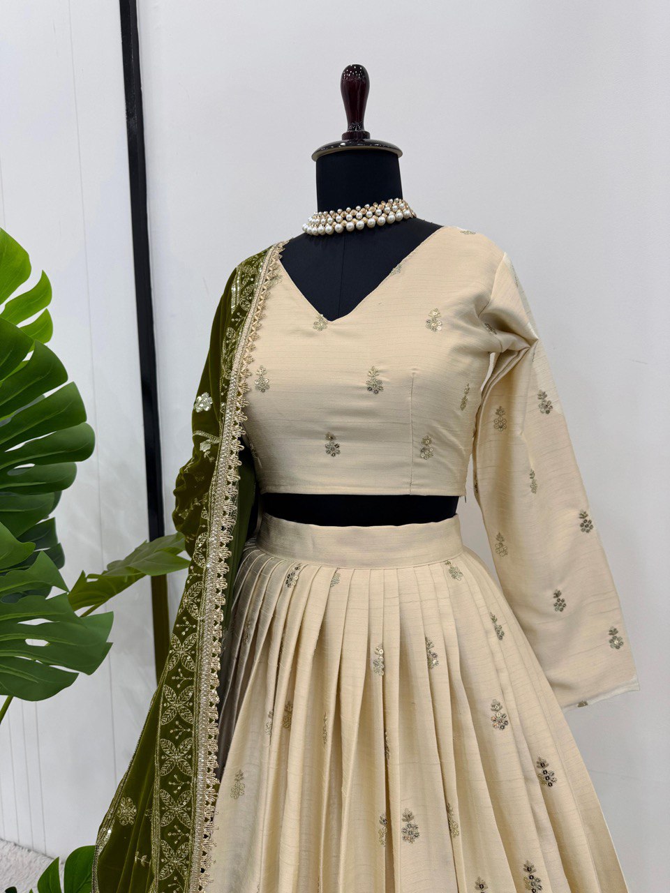 Off White Silkyani Slab thread with Sequnce Lehenga Choli - INSPIRED | Ready To Wear - qivii