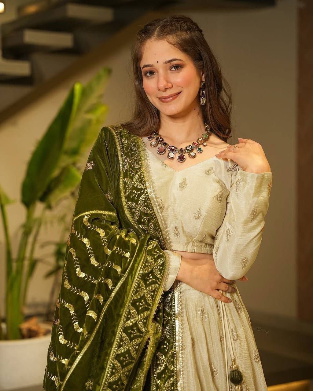 Off White Silkyani Slab thread with Sequnce Lehenga Choli - INSPIRED | Ready To Wear - qivii