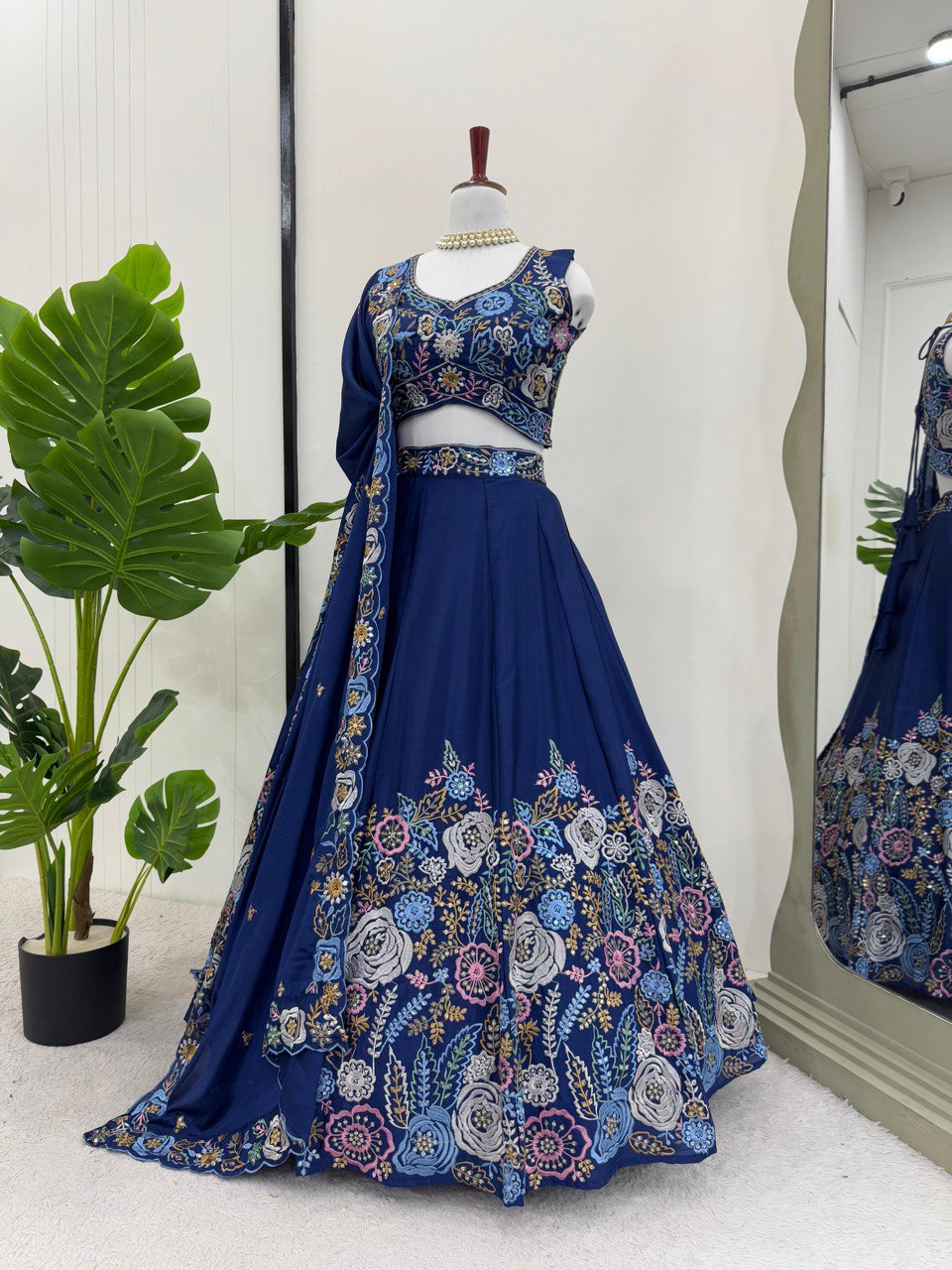 Blue Heavy chinon silk thread with Sequnce Lehenga Choli - INSPIRED | Ready To Wear - qivii