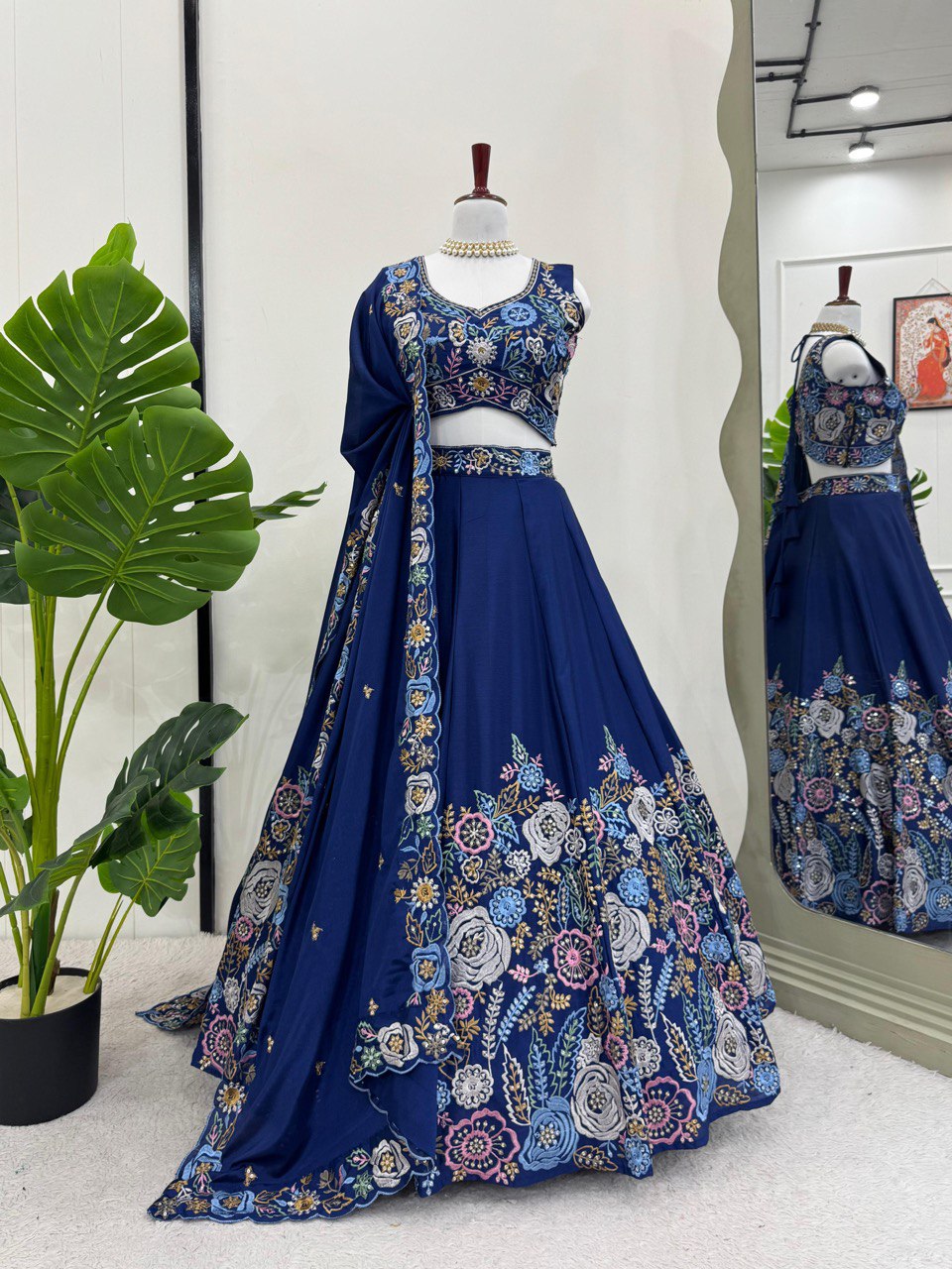 Blue Heavy chinon silk thread with Sequnce Lehenga Choli - INSPIRED | Ready To Wear - qivii