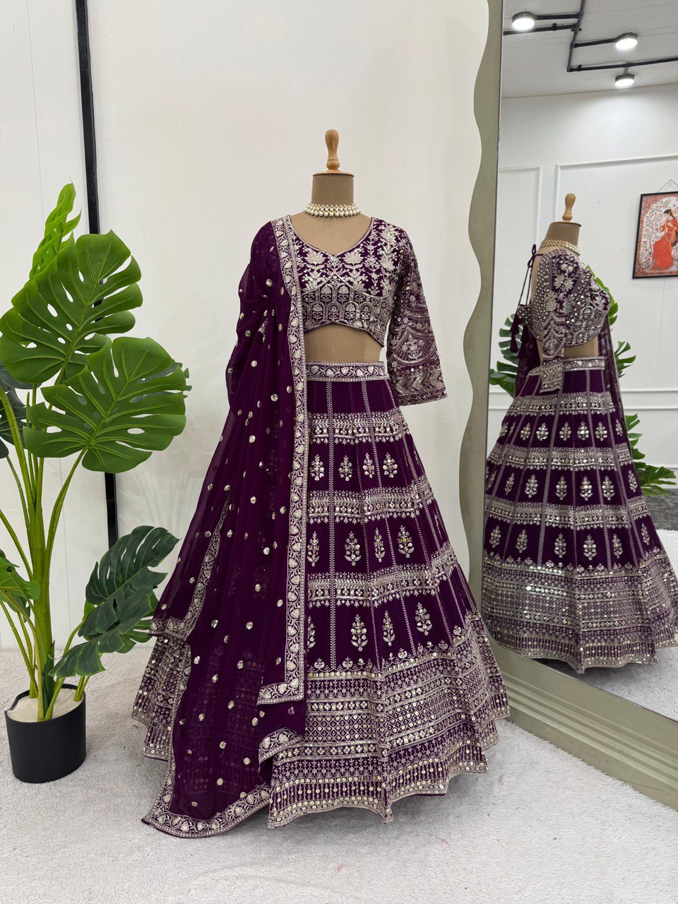 Purple Foux Gorgette thread with sequnce Lehenga Choli - INSPIRED | Ready To Wear - qivii