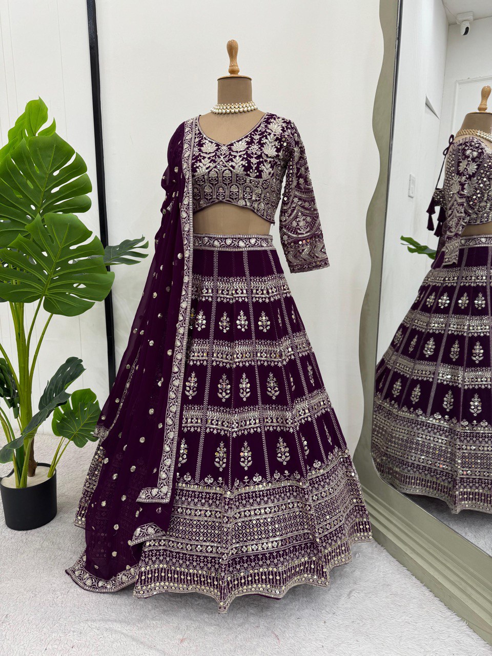 Purple Foux Gorgette thread with sequnce Lehenga Choli - INSPIRED | Ready To Wear - qivii