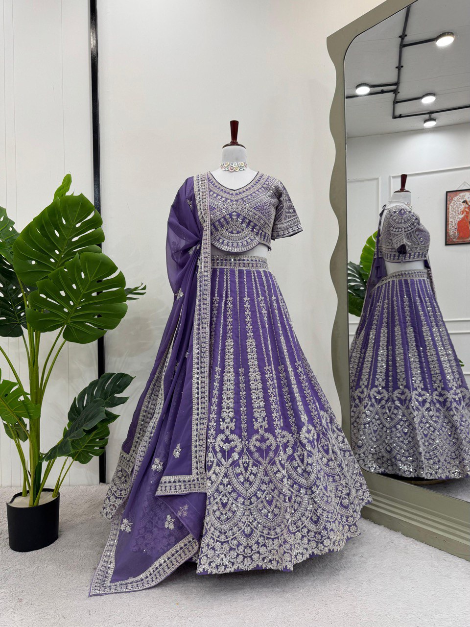 Blue Foux Gorgette Codeing Dori with Sequnce Lehenga Choli - INSPIRED | Ready To Wear - qivii