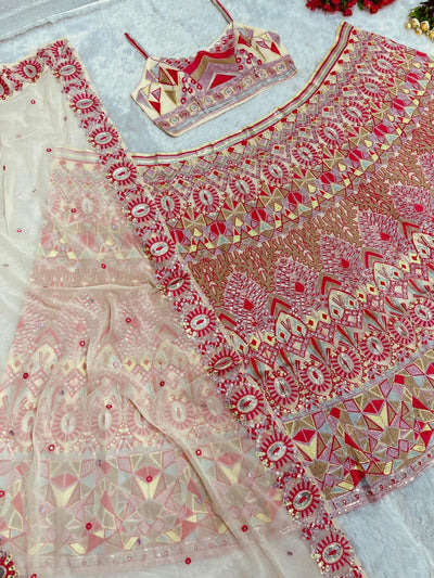 Pink Color Georgette With Sequence work Designer Lehenga Choli | Readyto wear - qivii