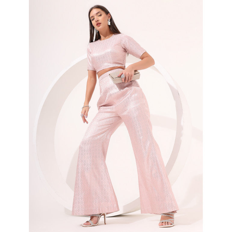 Blush Pink Brocade Co-Ord Set - qivii