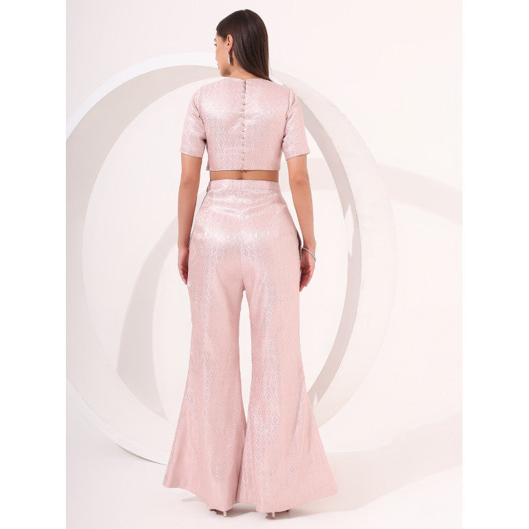 Blush Pink Brocade Co-Ord Set - qivii