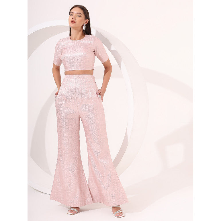 Blush Pink Brocade Co-Ord Set - qivii