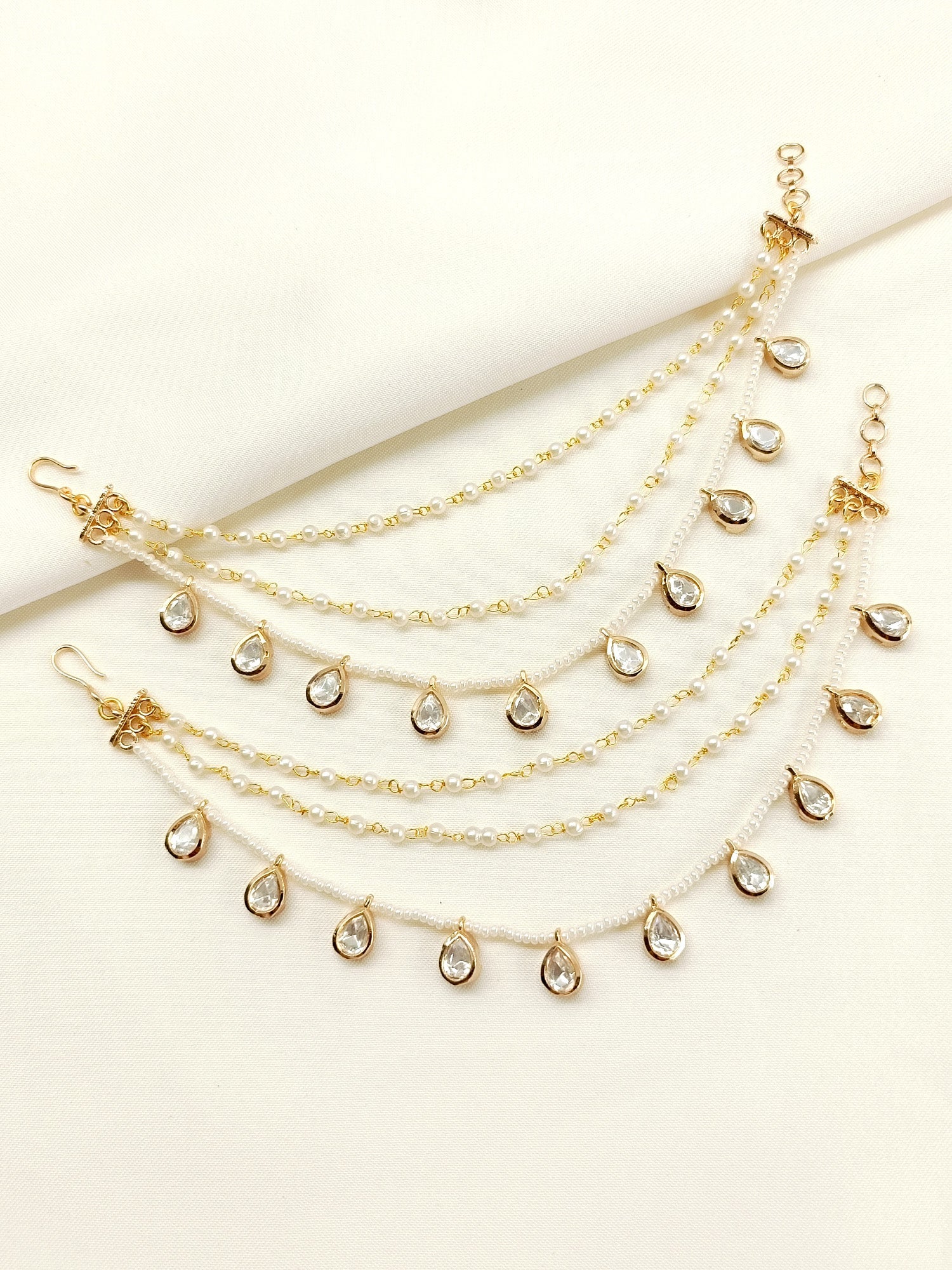 Chameli White Traditional Ear Chain.
