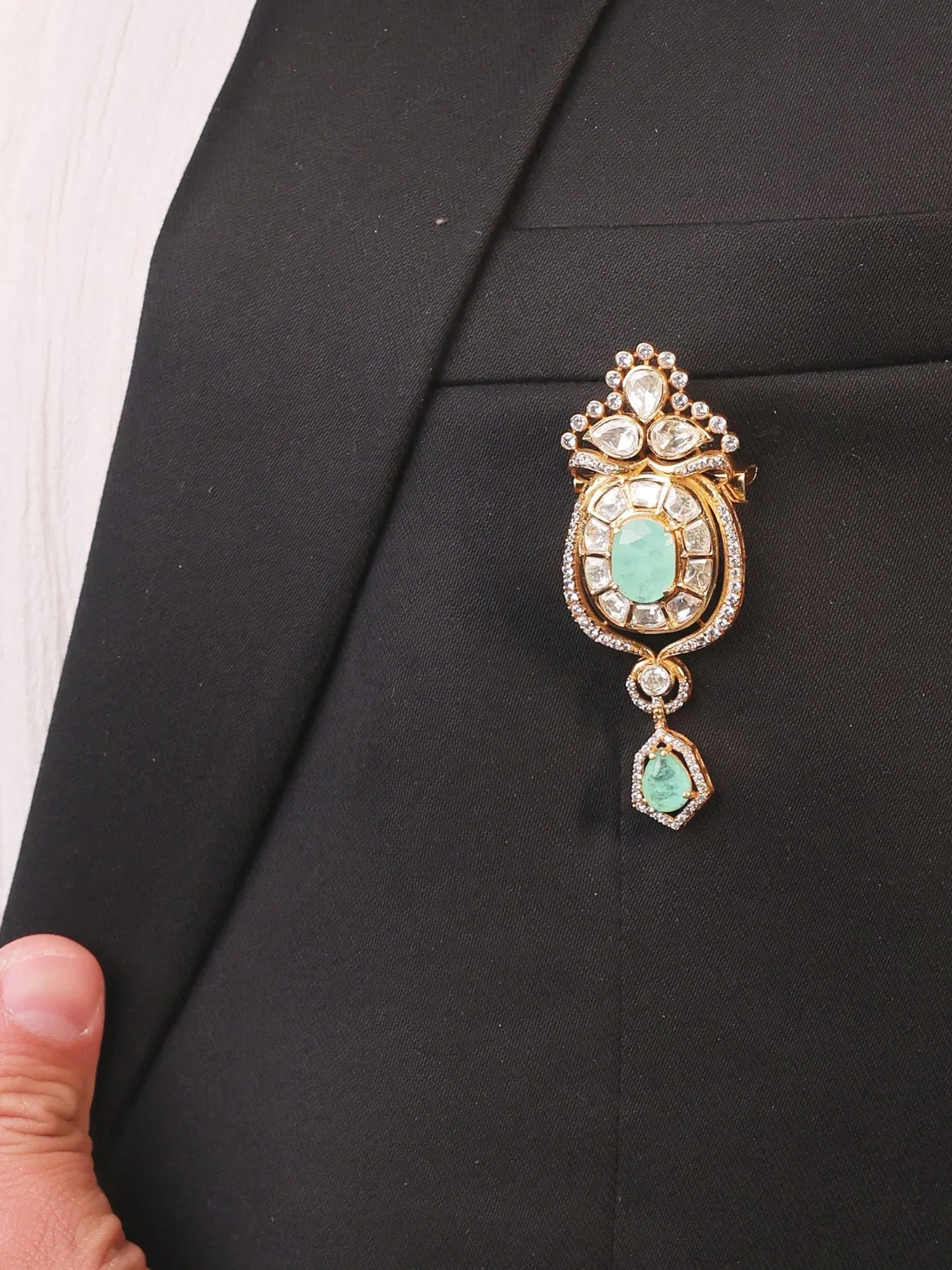 Parvesh Mint Green Men's Brooch