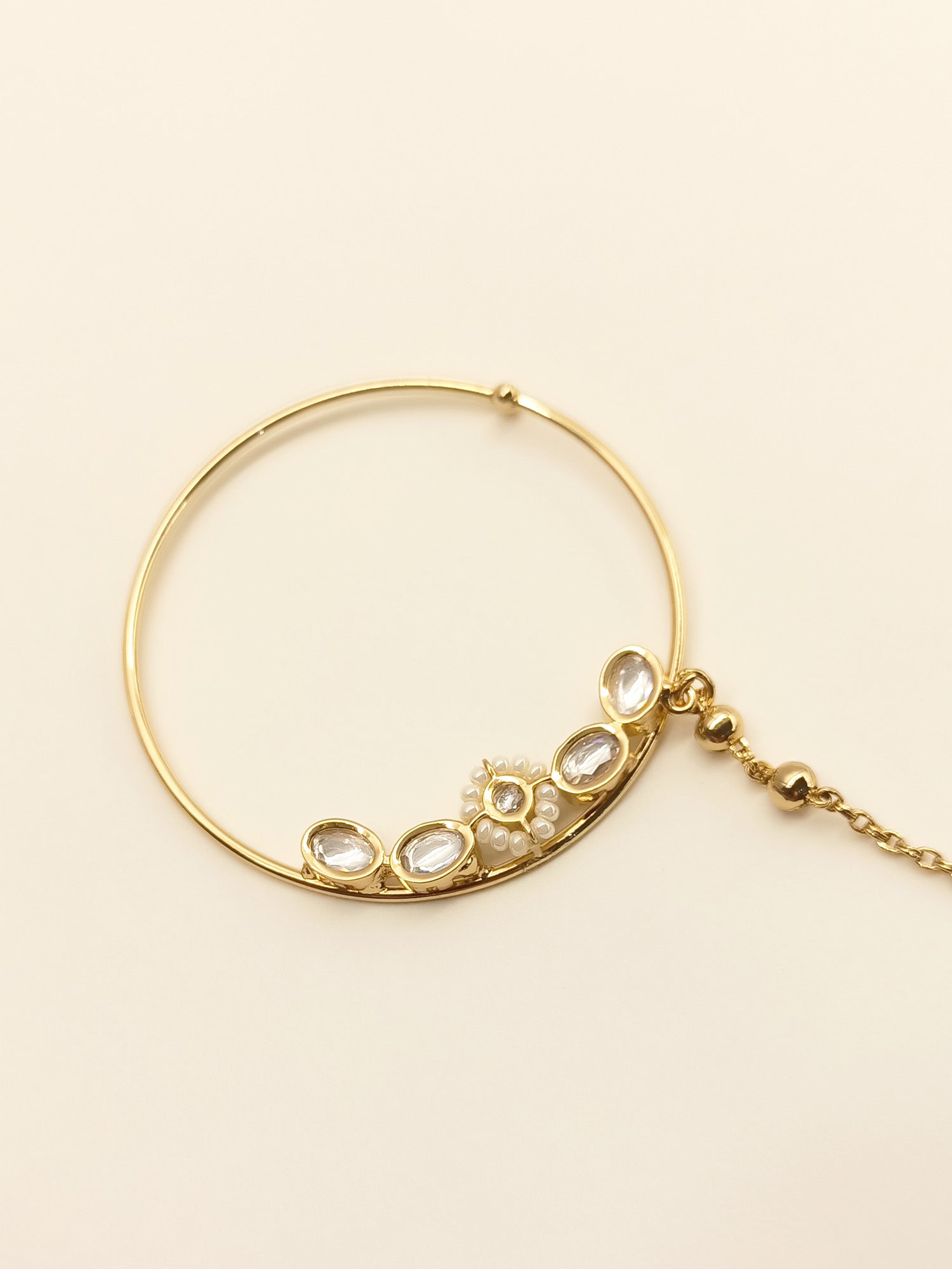 Rajani White Gold Plated Kundan Nath