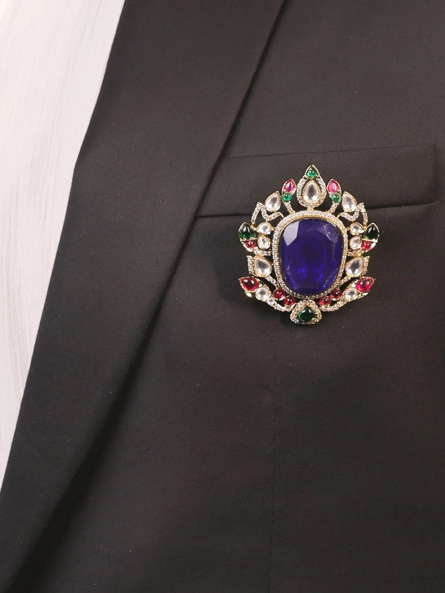 Rudra Navy Blue Men's Brooch