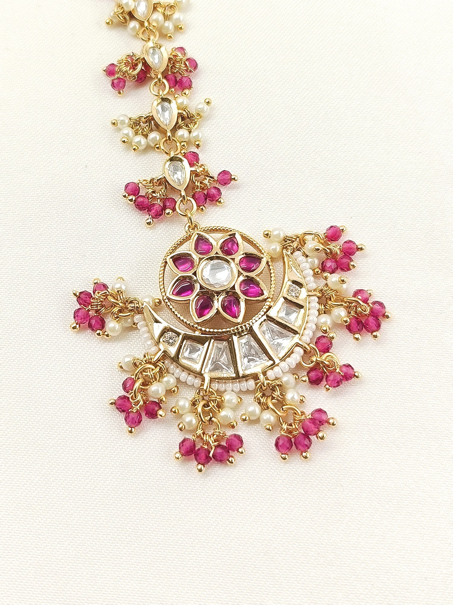 Ronika Gold Plated Rose Pink Kundan Teeka