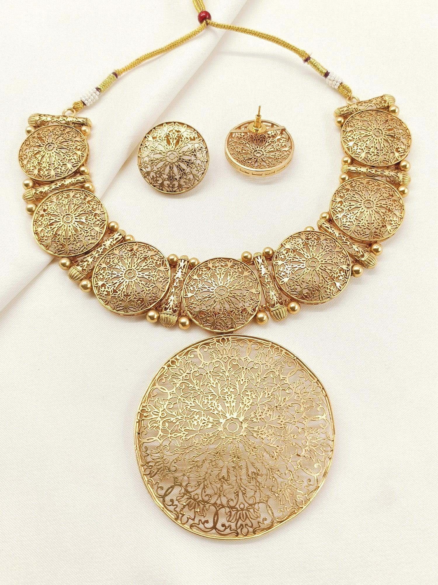 Gourika Filigree Antique Gold Set