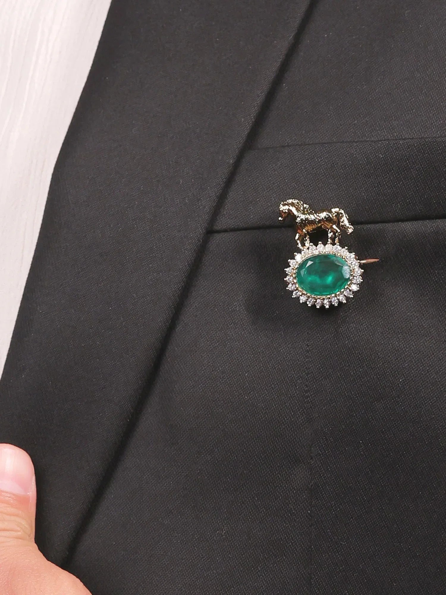 Saransh Green Horse Brooch