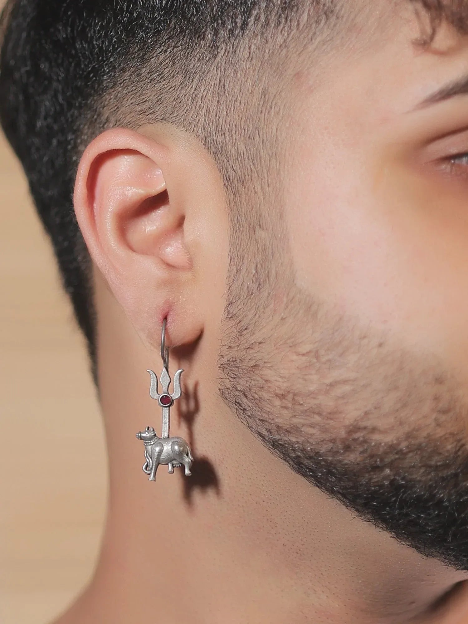 Divija Ruby Oxidized Earring