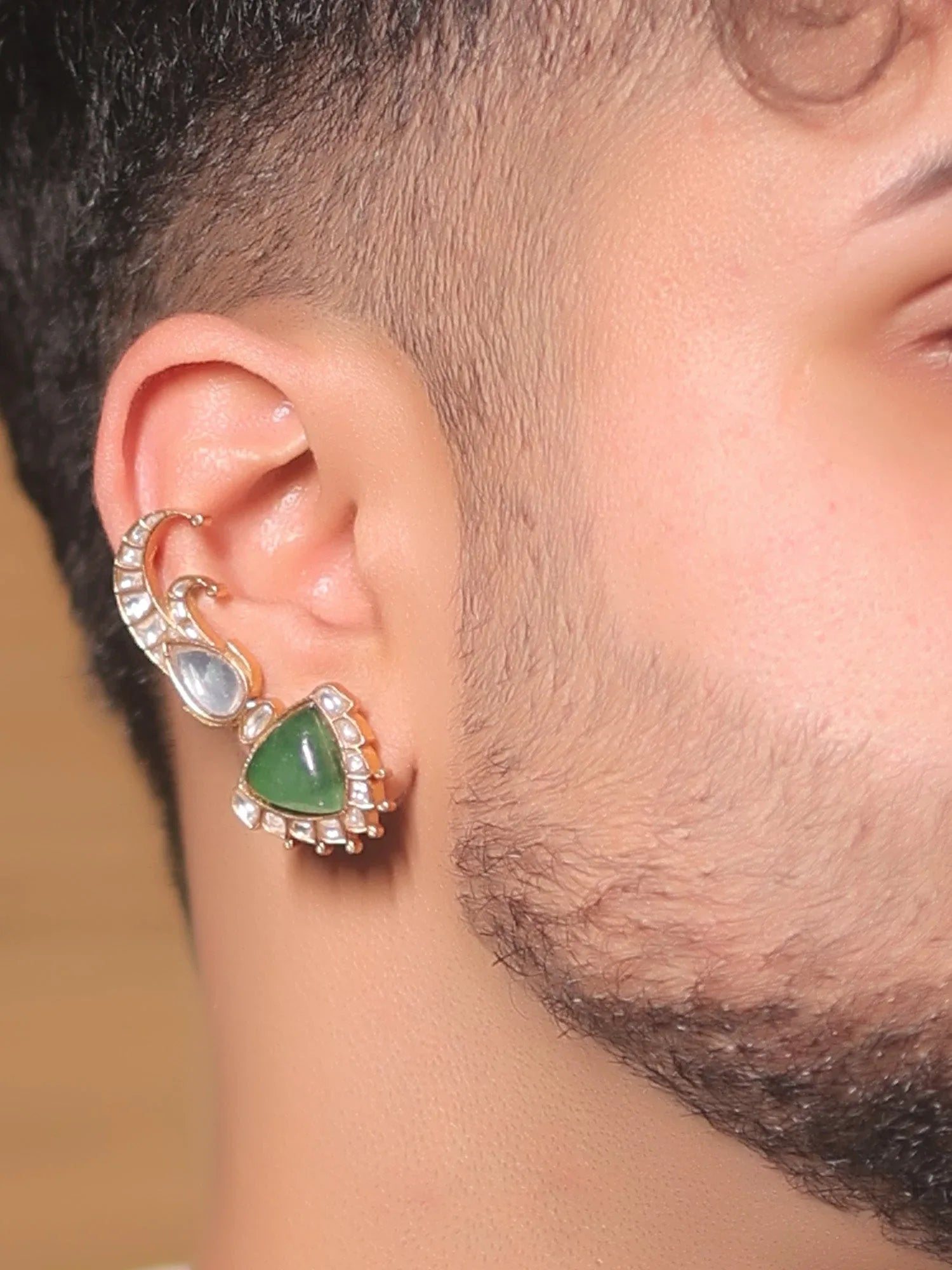 Lata Green Kundan Earcuff