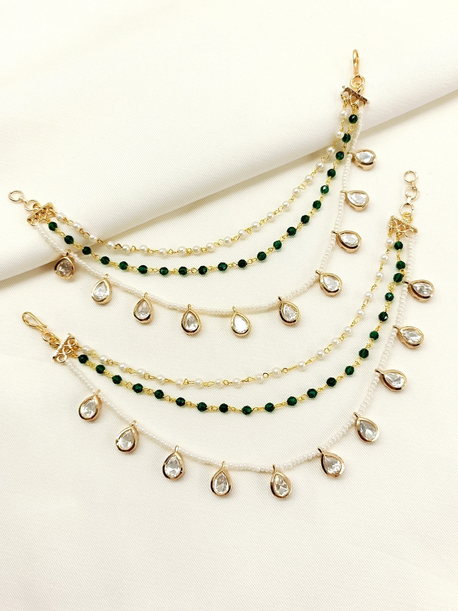 Maitreyi Green Traditional Ear Chain.