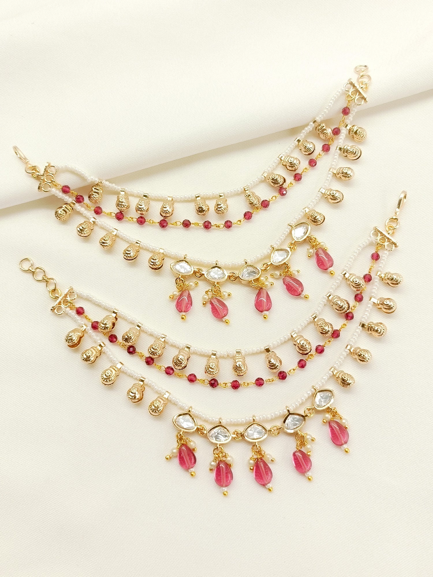 Rukmani Majenta Traditional Ear Chain. - qivii