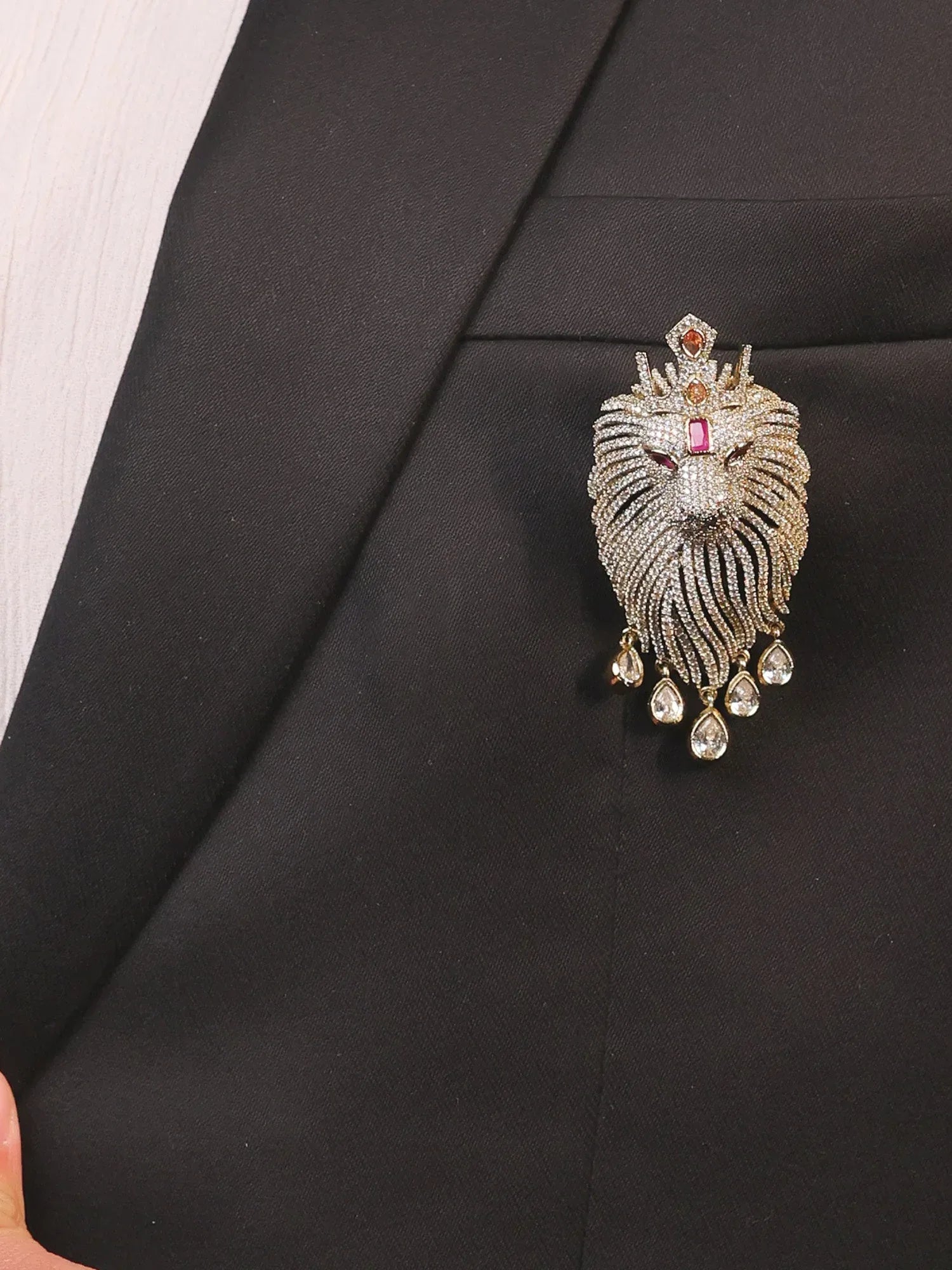 Amol Ruby Lion Brooch