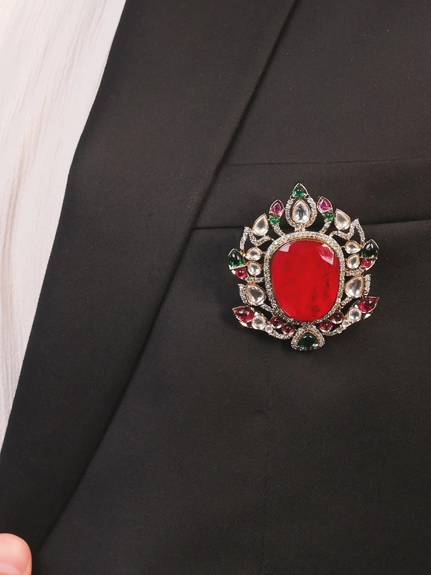 Pranit Ruby Men's Brooch