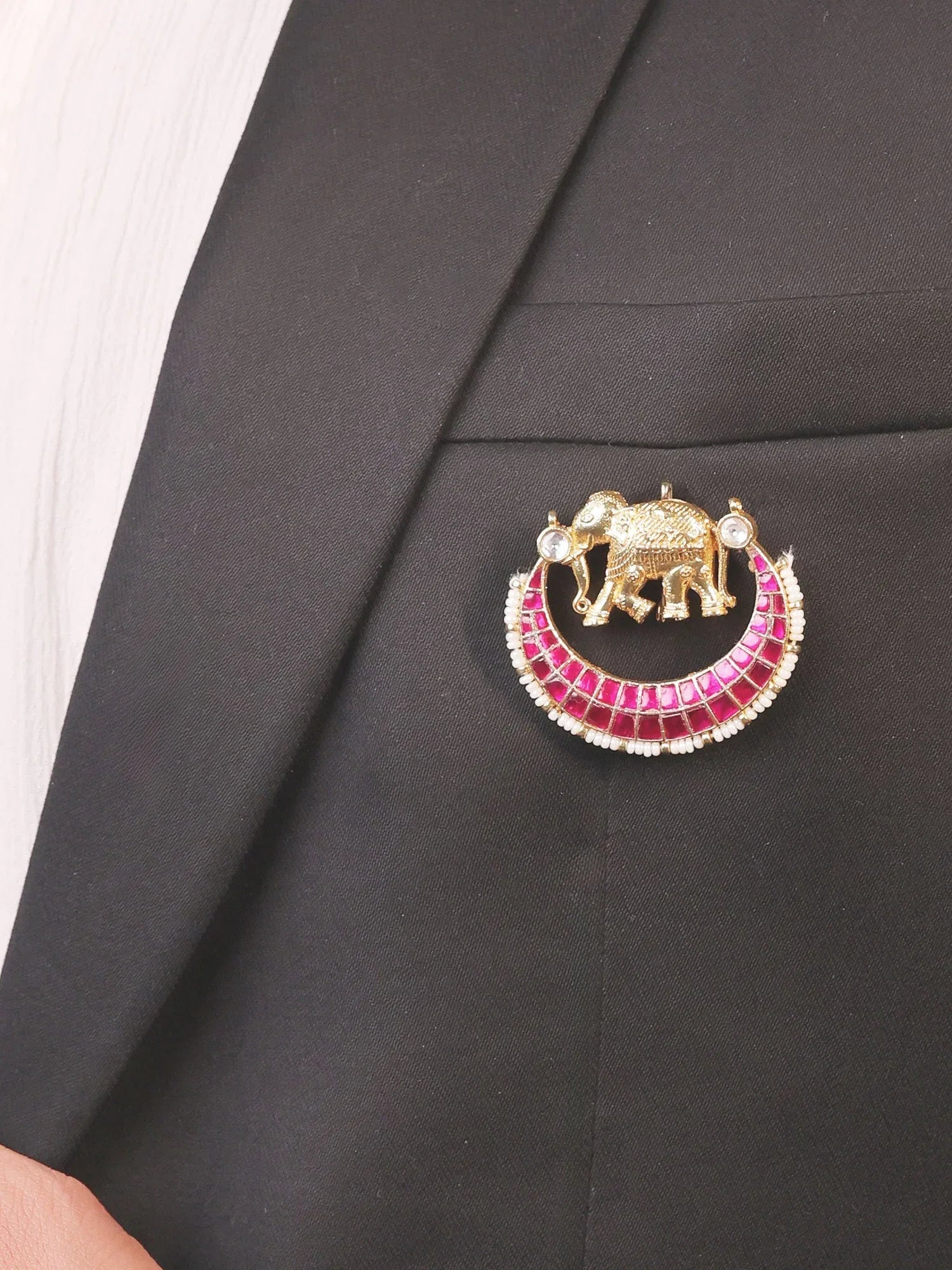Ishaan Ruby Elephant Brooch