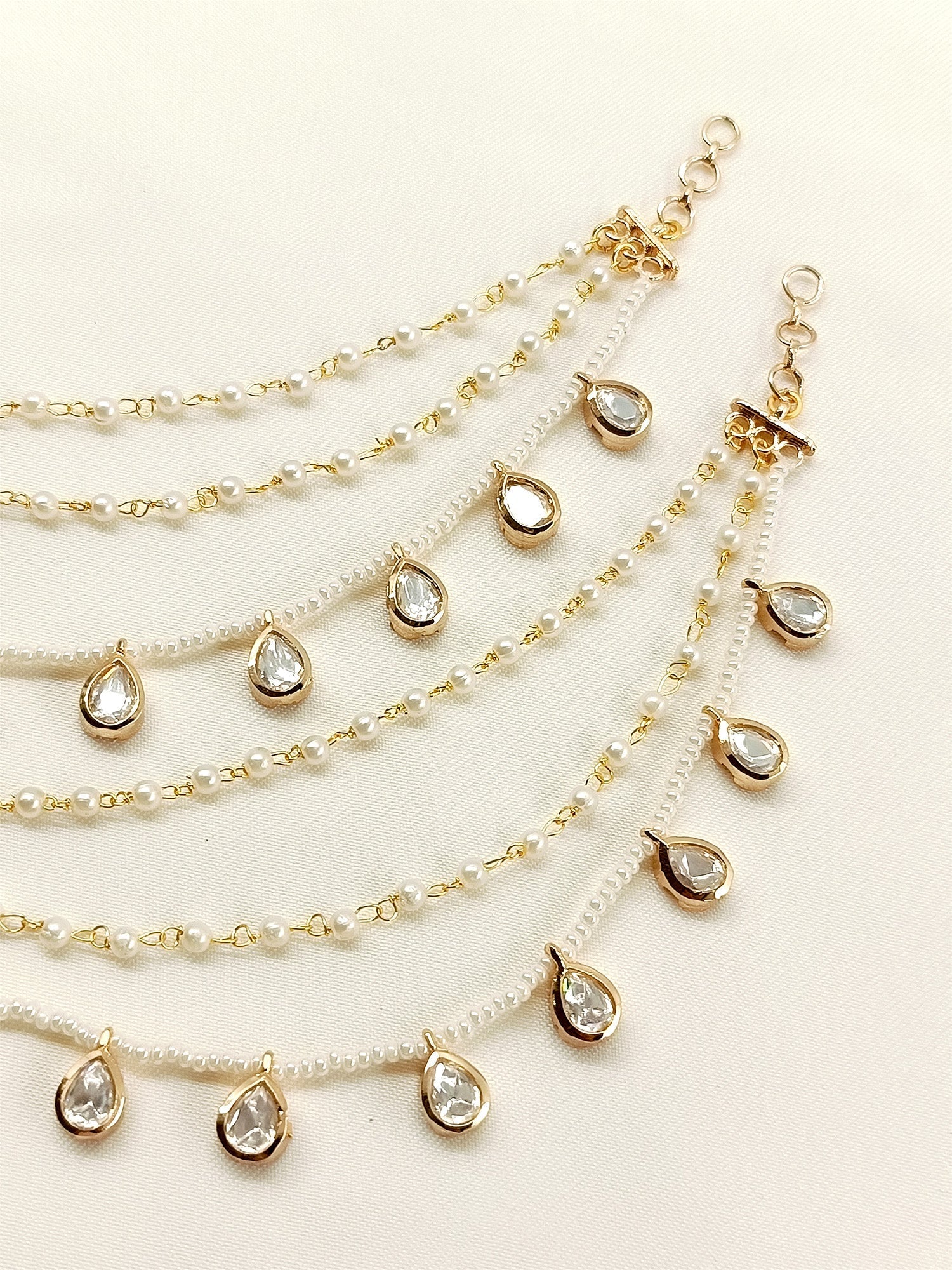 Chameli White Traditional Ear Chain. - qivii