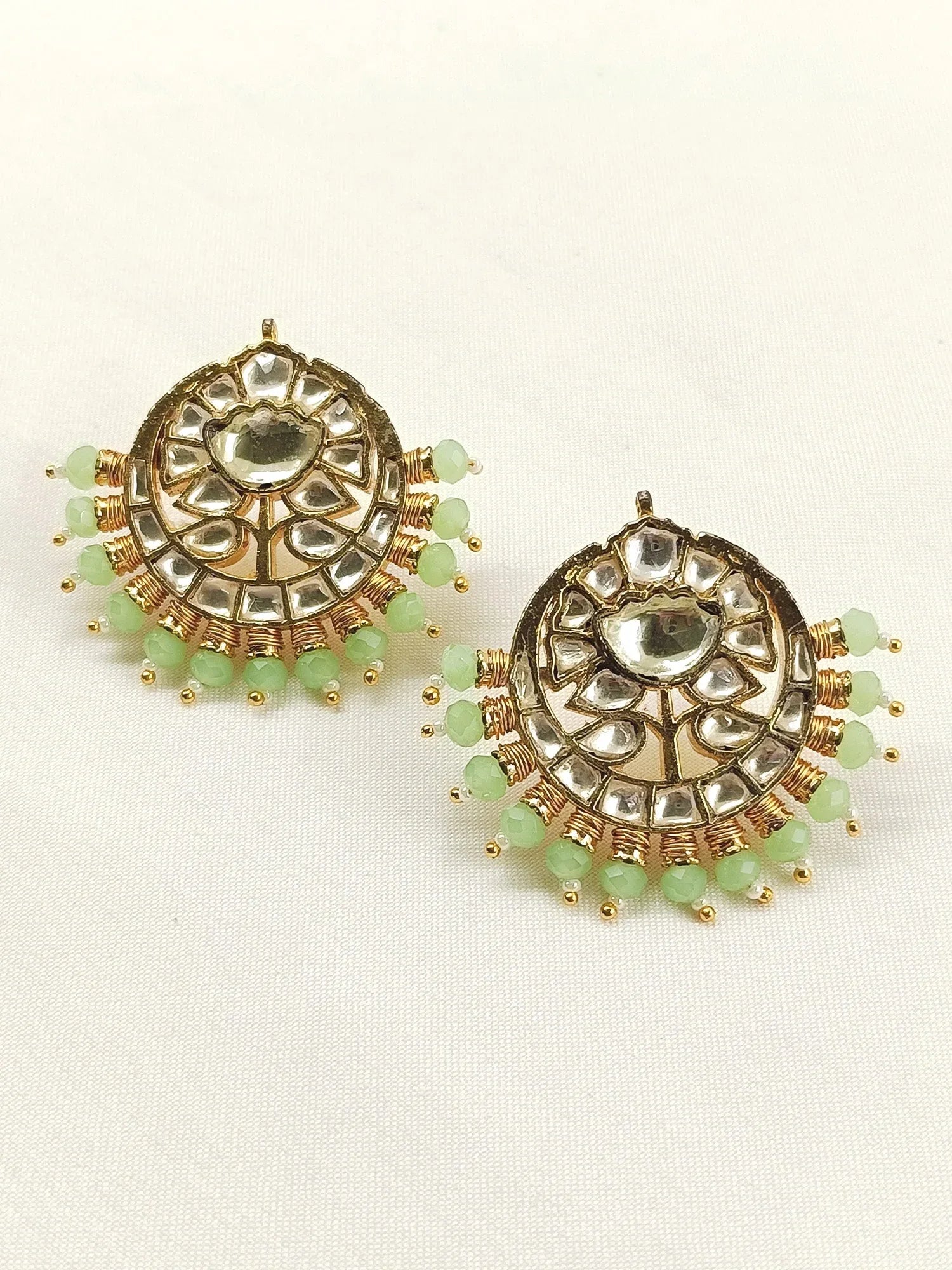 Sameena Mint Green Pachi Kundan Tops