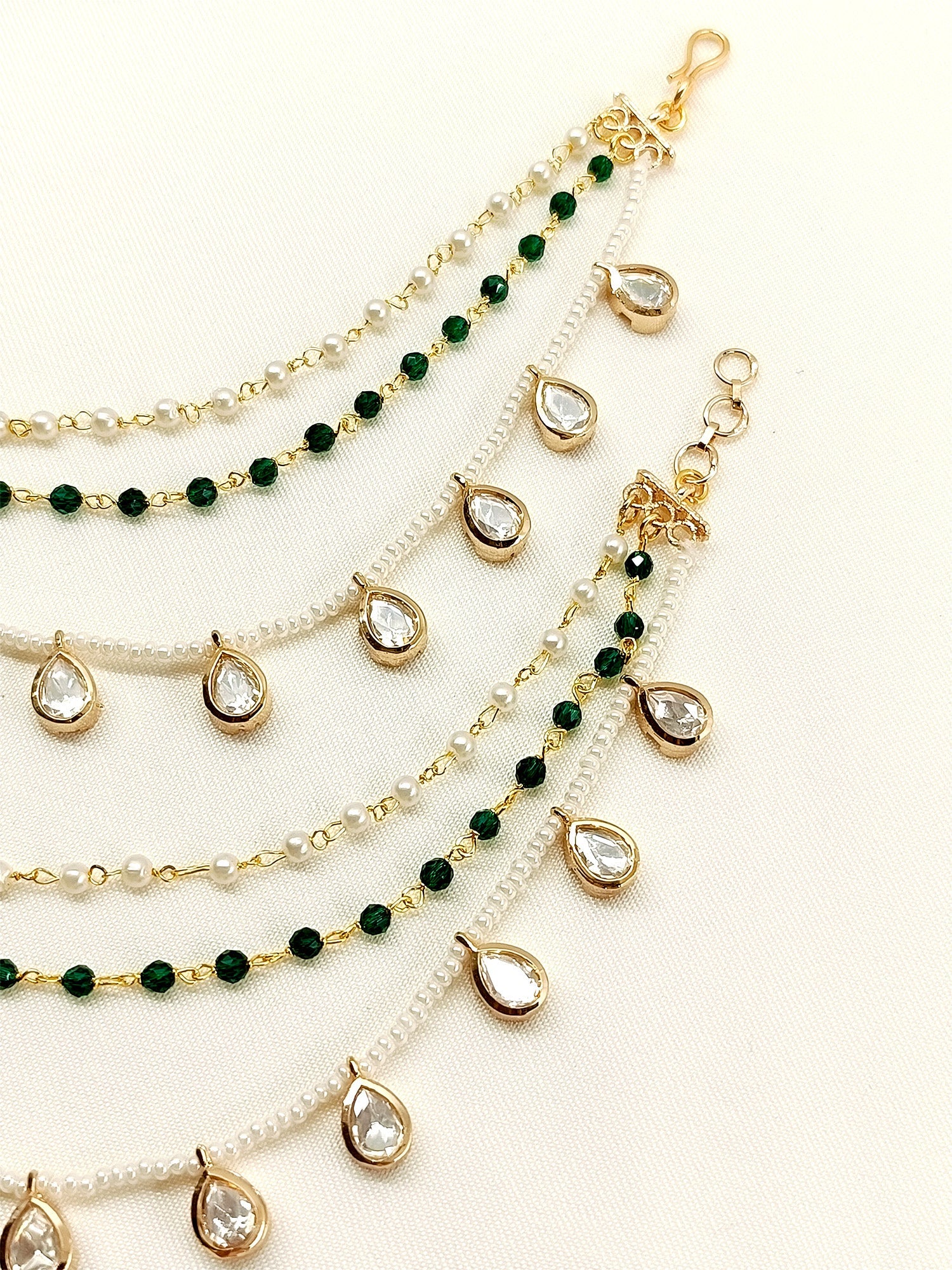 Maitreyi Green Traditional Ear Chain.