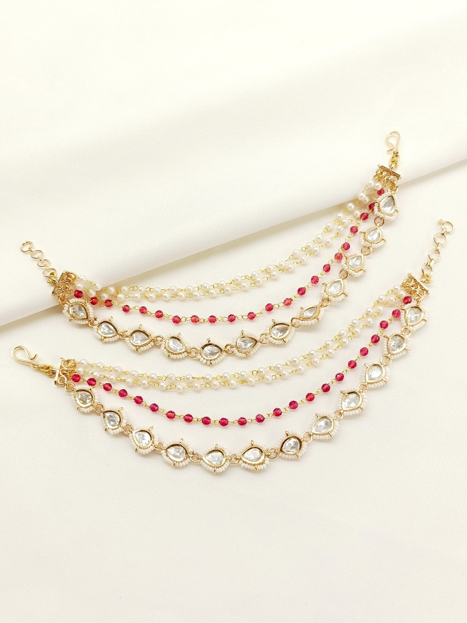 Gautami Majenta Traditional Ear Chain. - qivii